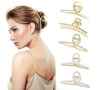 katmerio 5 pinzas para el pelo grandes, de metal para cabello grueso, antideslizantes, pinzas para el pelo, pinzas para el pelo, pinzas para el pelo para mujeres y niñas