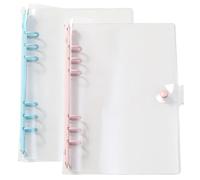 katmerio Carpeta de anillas A5, 2 unidades, mini carpeta transparente de PVC, recargable, 6 anillas, con funda, cuaderno de arco iris, planificador para oficina, escuela (rosa, azul)
