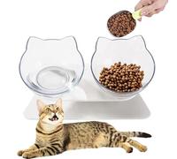 katmerio Comedero para gatos, doble comida para gatos, cuencos para gatos, cuencos para gatos inclinables a 15 °, cuenco transparente para comida para gatos, cachorros, comida y agua