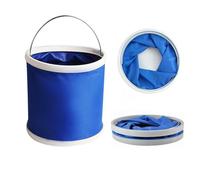 katmerio Cubo plegable de 13 litros, cubo de limpieza, bandeja redonda, cubo de agua portátil para pescar, ahorro de espacio, olla de agua para exteriores (azul)