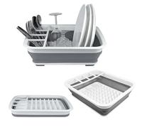 katmerio Escurreplatos plegable, organizador de vajilla portátil, para camping, escurreplatos plegable para cocina, autocaravana, viajes y camping, 34 x 28 x 10 cm