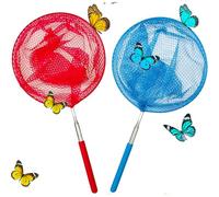 katmerio Juego de 2 redes telescópicas para niños, red de pesca para niños, red extensible, red de mariposa, ideal para atrapar insectos, pesca, actividades al aire libre, jardín, naturaleza, ciencia,