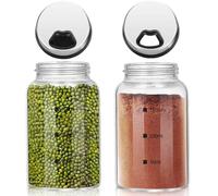 katmerio Juego de 2 tarros de especias con tapa giratoria, 150 ml, vidrio de borosilicato, botes de especias con 4 tipos de agujeros para especias para la cocina, barbacoa al aire libre, barbacoa