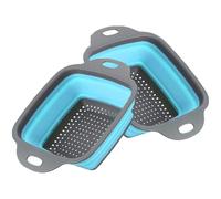 katmerio Juego de colador plegable, 2 piezas de cocina de silicona, colador de pasta, colador de cocina, colador de pasta, frutas, verduras (azul)