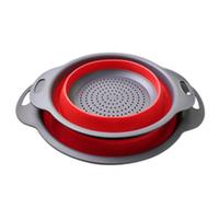 Katmerio Juego de Colador Plegable, 2 Piezas de Cocina de Silicona para Pasta, Frutas y Verduras (Verde y Rojo)