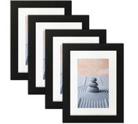katmerio Marco de fotos negro, juego de 4 unidades, 10 x 15 cm, marco de fotos con cristal acrílico para colocar y colgar, expositor de pared o mesa