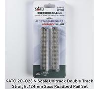 KATO 20-023 N Scale Unitrack Double Track Straight 124mm 2pcs Roadbed Rail Set