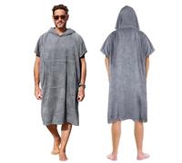 Kato Tirrinia Beach Surf Poncho con bolsillo Absorbente de agua Traje de neopreno Cambiador Sudadera con capucha Toalla Poncho Albornoz para surf Natación Baño Adulto Hombres Mujeres A prueba de arena