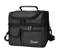 Kato Tirrinia Bolsa almuerzo aislada impermeable térmica Cooler Tote para hombres mujeres Dual Compartment Leakproof Lunch Box con correa para hombro bolsillos delanteros 10,3" x 7,5" x 8,6" carbón