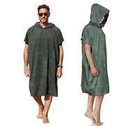 Kato Tirrinia Poncho de Surf con Capucha y Toalla de Secado rápido, para Adultos, Hombres y Mujeres, Resistente al Agua y a la Arena, para Surf, natación, baño, Talla Grande, Verde Militar