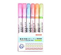 Katolang Rotulador de borde de flores onduladas, de plástico, multicolor, herramienta de dibujo creativa, escritura suave, para diario, álbumes de recortes, manualidades, E