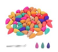 KATOOM 200PCS Cono Sándalo Natural, Natural Incienso Conos Olor de Flores con 10 Aromas Naturales de Té Verde de Sándalo Rosa Lavanda Mixta para Desodorizar en Baño y Habitación(14.6MM*26.7MM)