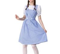 Katpost Ciao - Vestido medieval de manga corta con estampado a cuadros para mujer, vestido medieval de princesa, vestido de disfraz casual, vestido de frente bajo para mujer, blanco, L