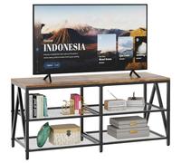 Katrawu Soporte de TV para TV de hasta 55 pulgadas, gabinete de TV de 43 pulgadas de largo con estantes de almacenamiento de 3 niveles, mesa consola de TV para sala de estar con marco de metal