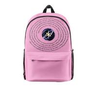 KATSEYE 2025 Beautiful Chaos Tour Merch - Mochila Oxford unisex con soporte para fanáticos con bolsillo frontal con cremallera y soportes laterales de malla, rosa, M