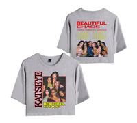 KATSEYE 2025 The Beautiful Chaos Tour Merch - Camiseta corta de manga corta para mujer EYEKONS Fan Support Ropa de concierto para fanáticos del K-Pop, gris, S