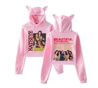 KATSEYE 2025 The Beautiful Chaos Tour Merch - Sudadera con capucha con orejas de gato para mujer, sudadera de moda para los fanáticos del concierto, rosa, XS