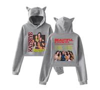 KATSEYE 2025 The Beautiful Chaos Tour Merch - Sudadera con capucha con orejas de gato para mujer, sudadera de moda para los fanáticos del concierto, gris, XXS