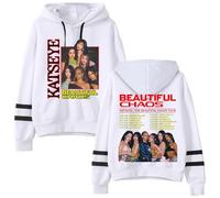 KATSEYE 2025 The Beautiful Chaos Tour Merch - Sudadera unisex con capucha y mangas paralelas para concierto de EYEKONS, blanco, XS