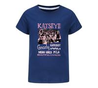KATSEYE - Camiseta de manga corta con diseño de álbum de música para niñas, de Manon, Sophia Daniela Lara, Megan, YOONCHAE para fanáticos de la música, de 6 a 13 años, azul marino, 12-13 años