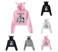 Katseye Cat Ear Hoodie Damen Pullover Beautiful Chaos Tracklist Lässiger Oversize Hoodies Women Hoodie mit Kapuze modische Sweatshirt Long Sleeve Sweatjacke Casual Streetwear Crop Tops, A02, XXL