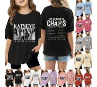 Katseye Cool Trendy T-Shirt Kids Novelty Tee Hip Pop T-Shirt Funny T Shirt Unisex Top Casual Crewneck Short Sleeve Fashion Shirts Beautiful Chaos Merch Multicoloured Tops Boys Girls Teens His Hers