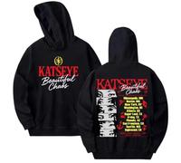 KATSEYE The Beautiful Chaos Fan Support - Sudadera unisex con estampado de doble cara, ropa urbana para EYEKONS, Negro, XXS