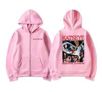 KATSEYE The Beautiful Chaos Sudadera con Capucha Y Cremallera para Hombre Y Mujer Hip-Hop Retro Jersey Moda Informal Negro Chaqueta-Pink||s