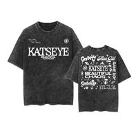 KATSEYE The Beautiful Chaos Tour 2025 Merch - Camiseta de algodón unisex Eyecon con lavado retro para concierto, Negro, M