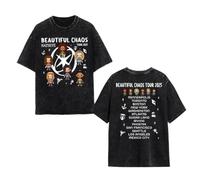 KATSEYE The Beautiful Chaos Tour Chibi - Camiseta corta de algodón lavado con dibujos animados unisex para fanáticos, regalo de EYEKONS, Negro, 3XL