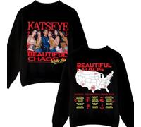 KATSEYE The Beautiful Chaos Tour Merch - Sudadera unisex de manga larga con cuello redondo y manga larga, ropa de calle moderna para EYEKONS, Negro, XS