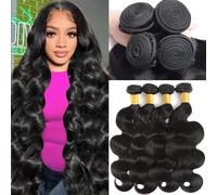 Katspon 12A - Paquetes de cabello humano brasileño ondulado 100% sin procesar, 4 paquetes de 20, 24 pulgadas, 26 pulgadas, color negro natural