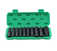 KATSU 1/2" Llaves de Vaso Impacto 10 Piezas,10mm-24mm Métrica Juego de Llaves de Vaso de Impacto Profundo, Herramienta de Mecánica Reparación Motores Camiones Tractores (Budget)