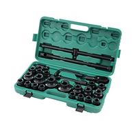 KATSU 3/4" Llaves de Vaso Impacto 26 Piezas, 21-65mm Métrica con Llave de Trinquete de 24 Dientes, Herramienta de Mecánica Reparación Motores Camiones Tractores (Budget)