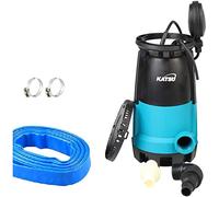 KATSU 900W Bomba de jardín sumergible portátil, Bomba de Achique para agua limpia y sucia, 18000L/h con manguera de 10 metros de 1,1/4'' y base intercambiable acoplador rápido