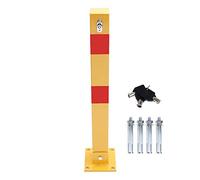 KATSU Bolardo de Bloqueo de Espacio para Estacionamiento de Automóviles Acero sólido Bloqueable Plegable Poste de Barrera de Parking de Coche, Amarilla y Roja, Cerradura superior, 70cm de Altura