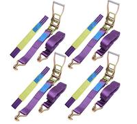 KATSU Correa para Trinquete 4 Piezas 5000kg (4,5m x 50mm) Correas de Recuperación de Amarre de Trinquete Correas para Ruedas con Ganchos y Extremos de Metal para Vehículos