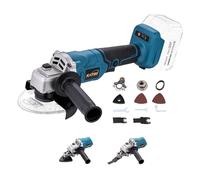 KATSU FIT-BAT 21V Amoladora Angular Inalámbrica Brushless 115mm 125mm Motor sin Escobillas con Accesorios de Adaptador Multiherramienta Oscilante para Cortar Pulir, sin Batería