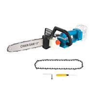 KATSU FIT-BAT 21V Cordless Electric Chainsaw 12-Inch Guide Bar with 2 x Blade Chains, Manual Oil Pump for Garden Trees Wood Cutting, Batteries and Charger Not Included 102738