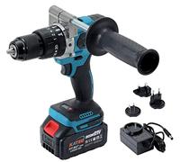 KATSU FIT-BAT 21V Taladro Percutor Inalámbrico Brushless con 4,0Ah Batería, Taladro de Impacto con 13mm Portabrocas sin Llave, 2 Velocidad y luz LED para Mejoras del Hogar y DIY