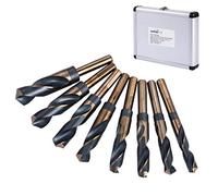 KATSU Juego de Brocas de Vástago Reducido 8 Piezas, 9/16"-1" Imperial High Speed Steel HSS Blacksmith Twist Bits, 1/2" Vástago para Madera Metal Acero, en Caja de Aluminio 12697006