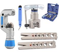 KATSU Kit de Herramientas Abocinado de Tubos Métrico e Imperial 5 en 1 Herramienta Desbarbado Abocinamiento Manual Tubos Cortador Expansor Cobre de Cono Excéntrico de 45 Grados