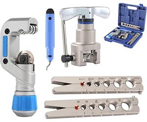 KATSU Kit de Herramientas Abocinado de Tubos Métrico e Imperial 5 en 1 Herramienta Desbarbado Abocinamiento Manual Tubos Cortador Expansor Cobre de Cono Excéntrico de 45 Grados