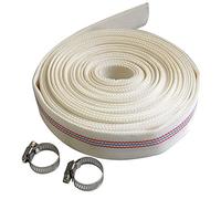 KATSU Manguera Plana para Descarga de Agua 10 m x 25 mm, Sin Olor, con 2 Clips para Bombas Sumergibles y Otras Bombas de Agua, Estanque de Drenaje, Riego de Jardin, Piscina, Blanco 664323