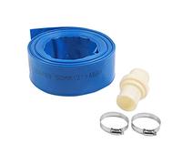 KATSU Manguera Plana para Descarga de Agua 10 m x 50 mm, con 2 Clips y Conector, Se Adapta a Bombas de Agua Sumergibles y Otras para Drenar Estanques, Riego de Jardines, Piscinas, Azul 664463