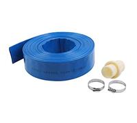 KATSU Manguera Plana para Descarga de Agua 20 m x 50 mm, con 2 Clips y Conector, Se Adapta a Bombas de Agua Sumergibles y Otras para Drenar Estanques, Riego de Jardines, Piscinas, Azul 664465