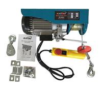 KATSU Polipasto eléctrico 400KG 1000W Cabrestante eléctrico con 18M Alambre de Acero y Control Remoto, Grúa de Elevación Eléctrico para Garaje, Tienda de Automóviles, Elevador de Techo