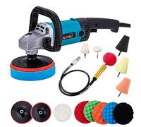KATSU Pulidora Eléctrica de Coche, 1200W 150mm 180mm Pulidora Eléctrica con Pulidora de Pulido, Kit de Detalles de Coche, 6 Velocidades Variables, con 16 Piezas de Accesorios 101327