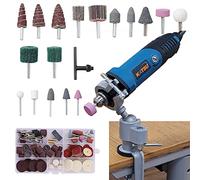 KATSU Rotary Tool Kit, 400 W Multi-Functional Electric Die Grinder with 6 mm Chuck, 6 velocidades variables, 123 accesorios y aleación de aluminio universal Totary Table Vise, for DIY Creations