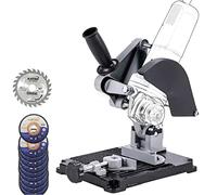 KATSU Soporte de Amoladora Angular - Ø 100 a 125mm Base de Hierro Fundido Resistente Soporte de Corte de Amoladora Eléctrica con 11 Discos de Corte de Madera y Acero 105422